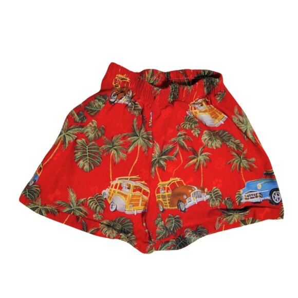 Other - Vintage‎ Style Boys Red Aloha Hawaiian Print Shorts Size 6